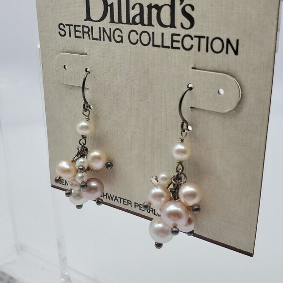 Dillards 925 Silver Freshwater Pearl Dangle Earrings NWT NEW - Picture 3 of 5